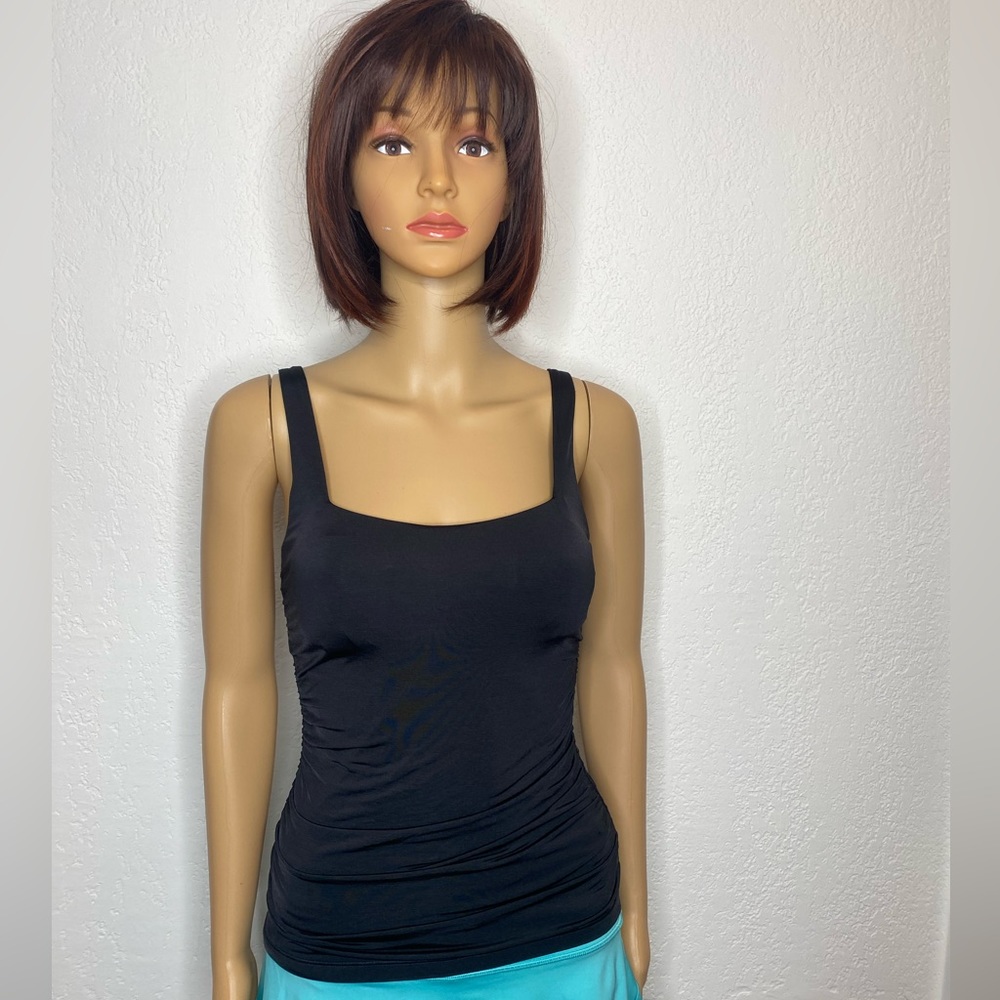 Athleta Square Neck Bra Cup Tankini Top Only Women’s Size 32B/C Black EUC